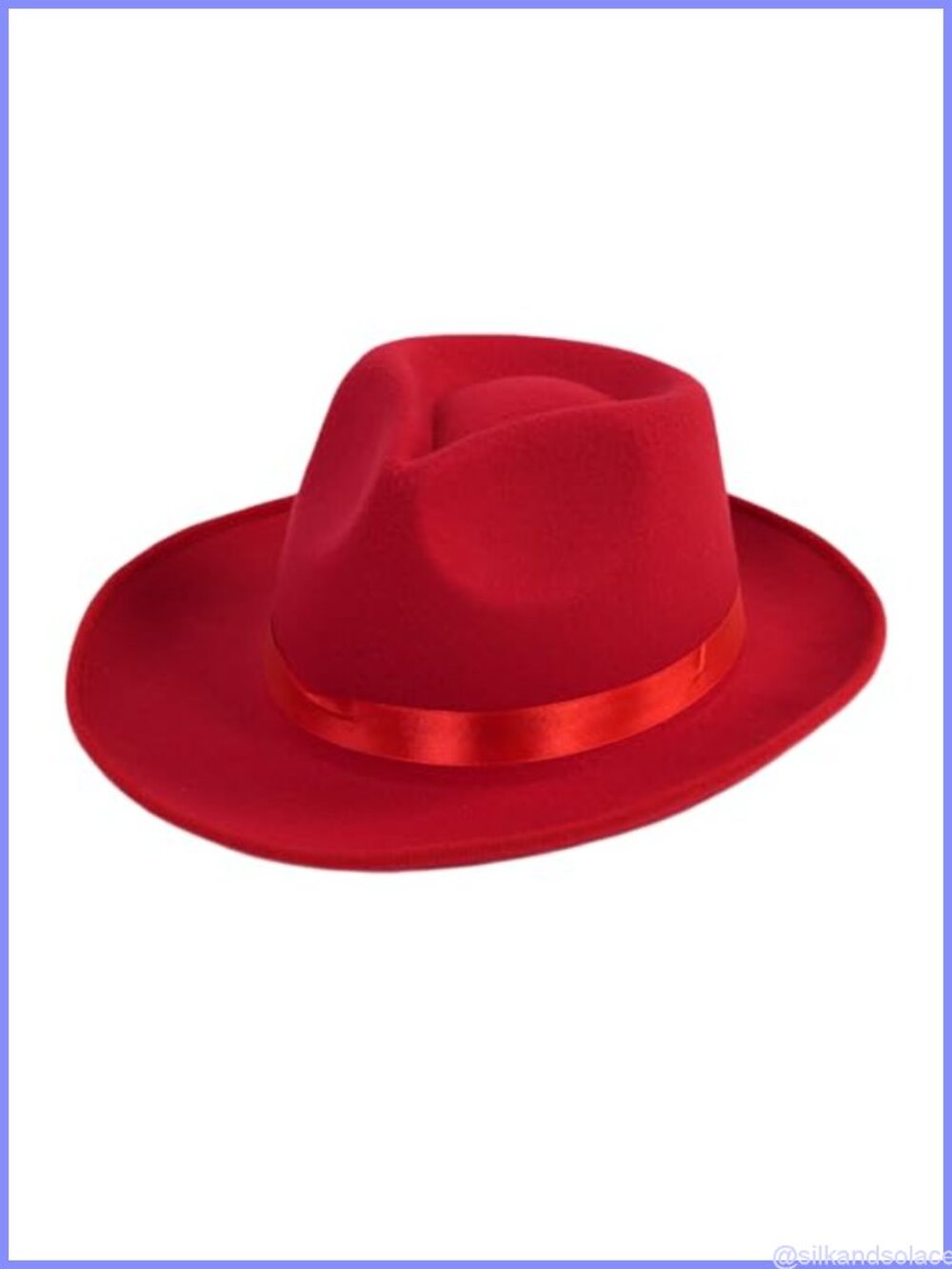 VASANA Wide Brim Fedora Hat Satin Ribbon Band Felt Panama Cap Rancher